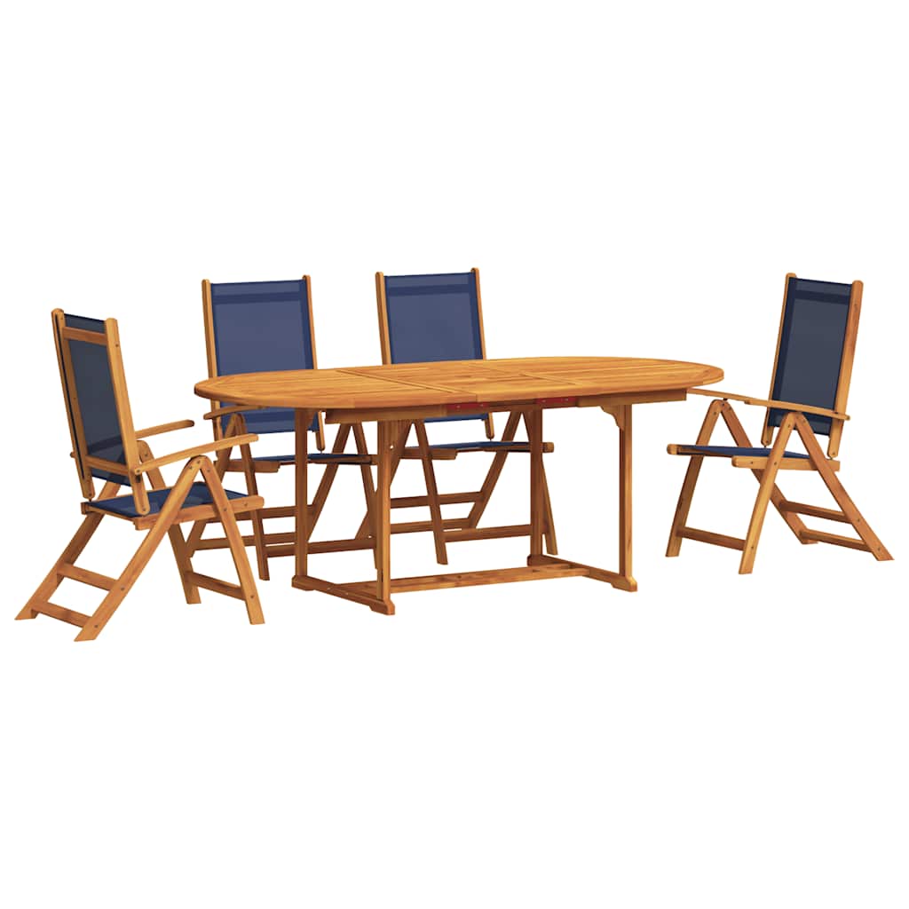 Ensemble à manger de jardin 5pcs bois d'acacia solide textilène