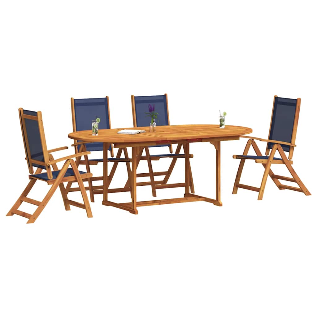 Ensemble à manger de jardin 5pcs bois d'acacia solide textilène