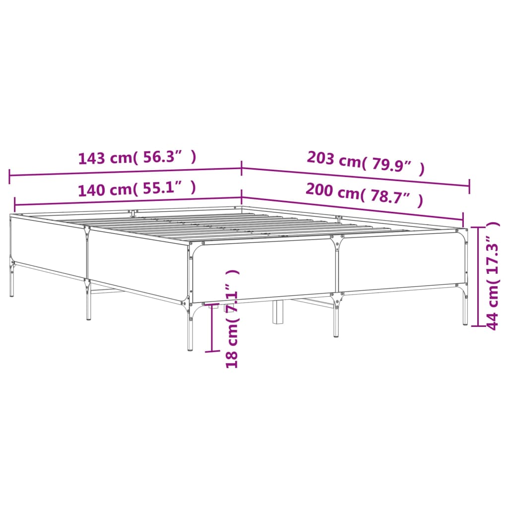 Cadre de lit sans matelas chêne marron 140x200 cm - XIOS