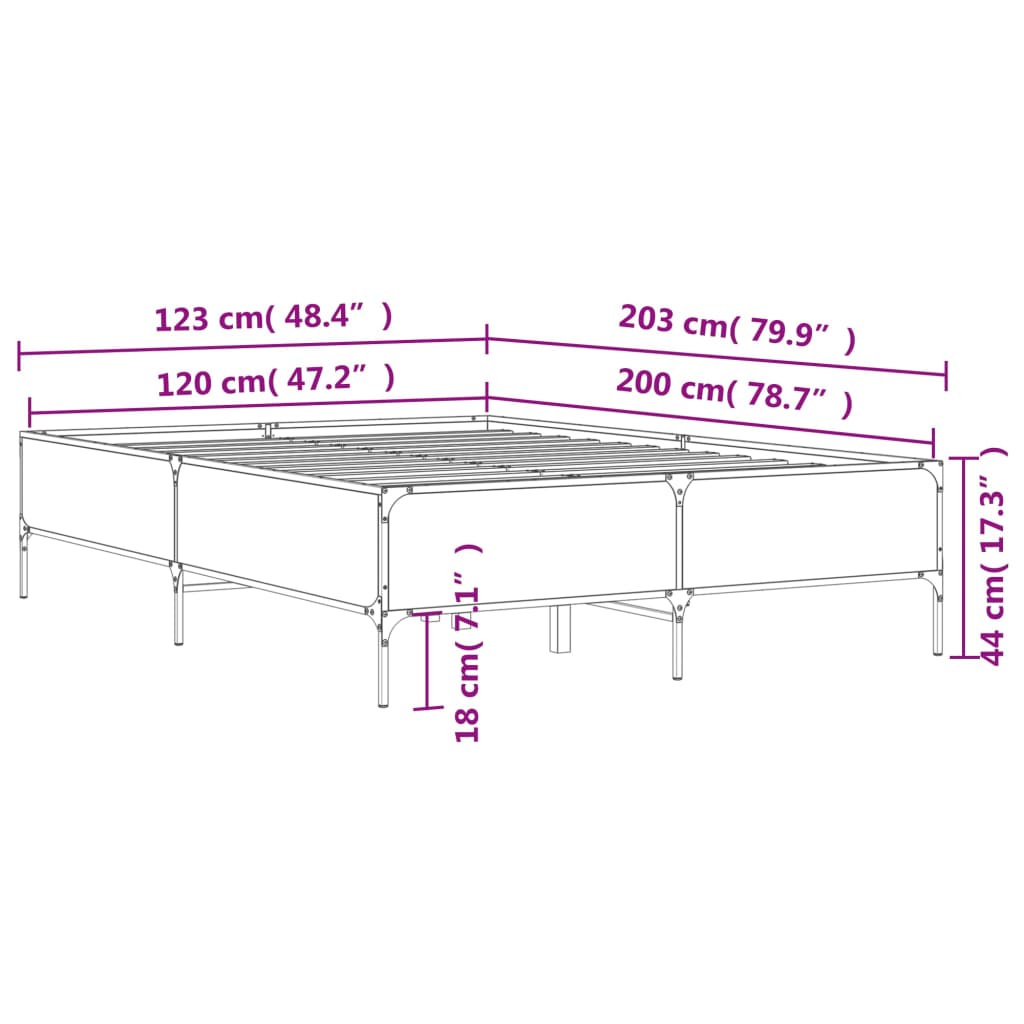 Cadre de lit sans matelas chêne marron 120x200 cm - XIOS