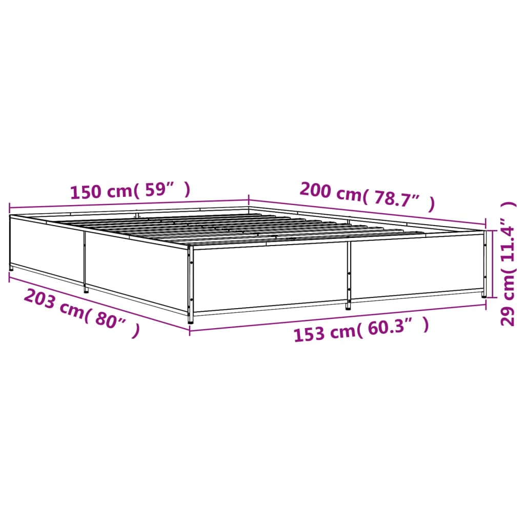 Cadre de lit sans matelas sonoma gris 150x200 cm - XIOS