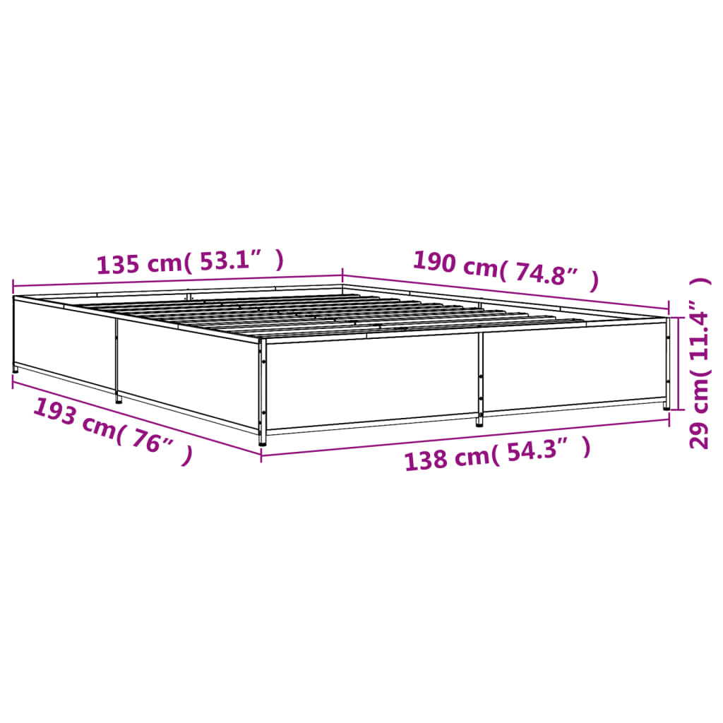 Cadre de lit sans matelas chêne fumé 135x190 cm - XIOS