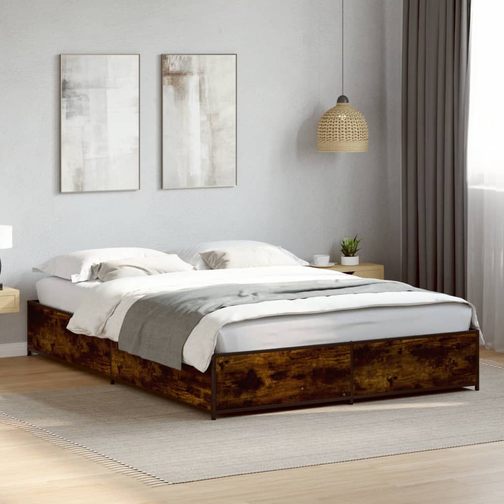 Cadre de lit sans matelas chêne fumé 135x190 cm - XIOS