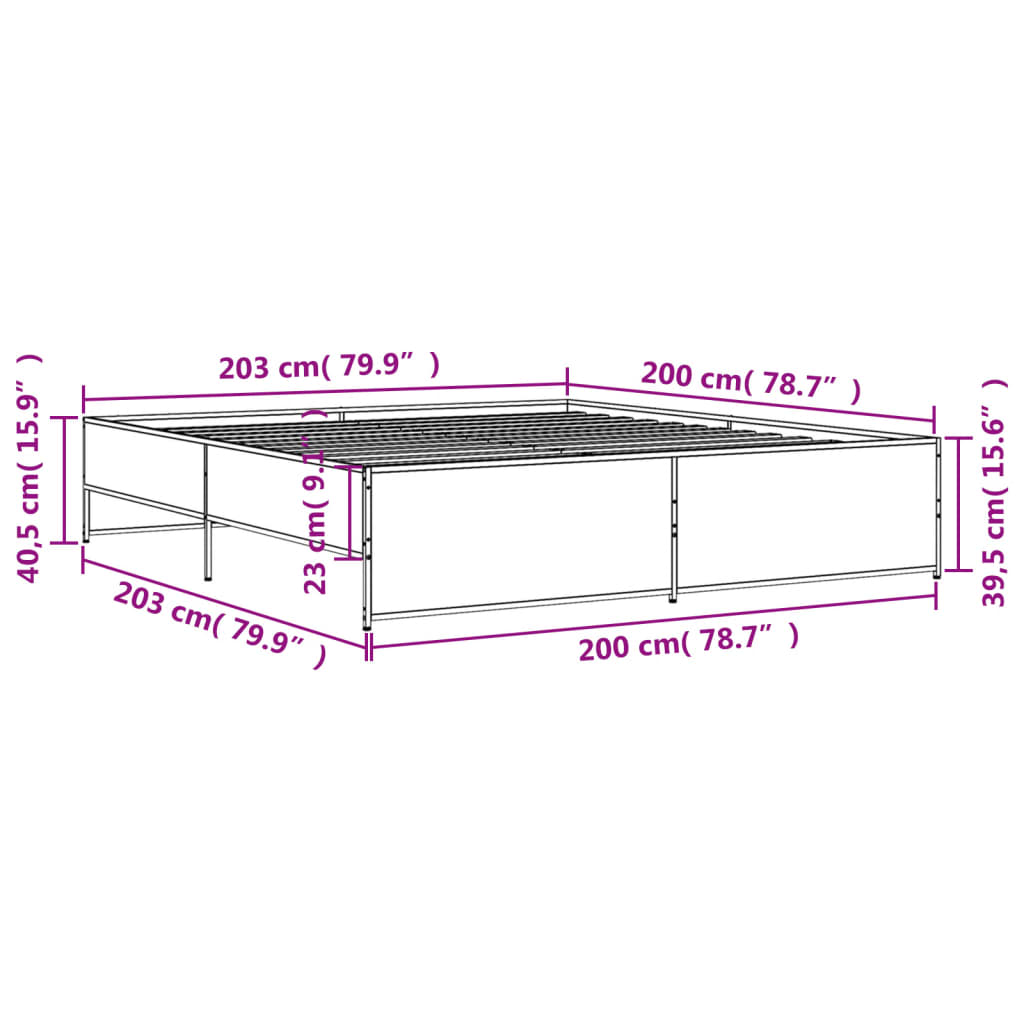 Cadre de lit sans matelas chêne sonoma 200x200 cm - XIOS