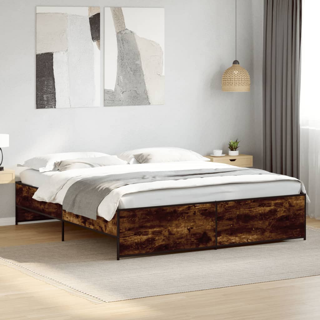 Cadre de lit sans matelas chêne fumé 200x200 cm - XIOS
