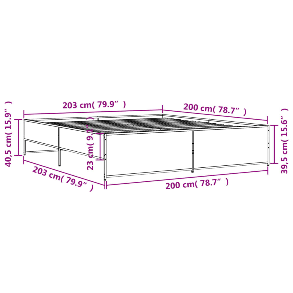 Cadre de lit sans matelas chêne marron 200x200 cm - XIOS
