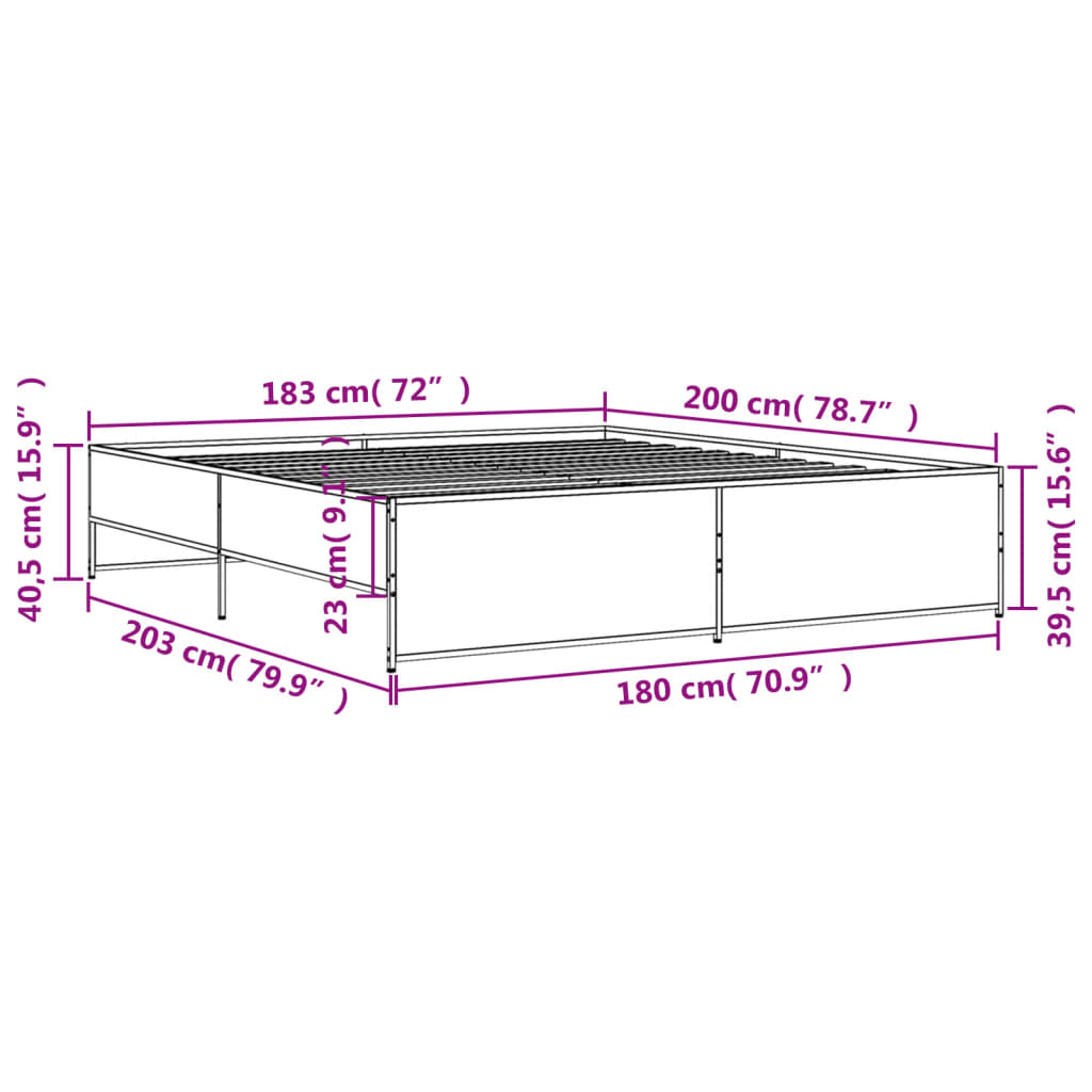Cadre de lit sans matelas noir 180x200 cm - XIOS