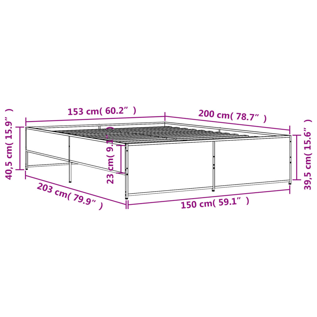 Cadre de lit sans matelas noir 150x200 cm - XIOS