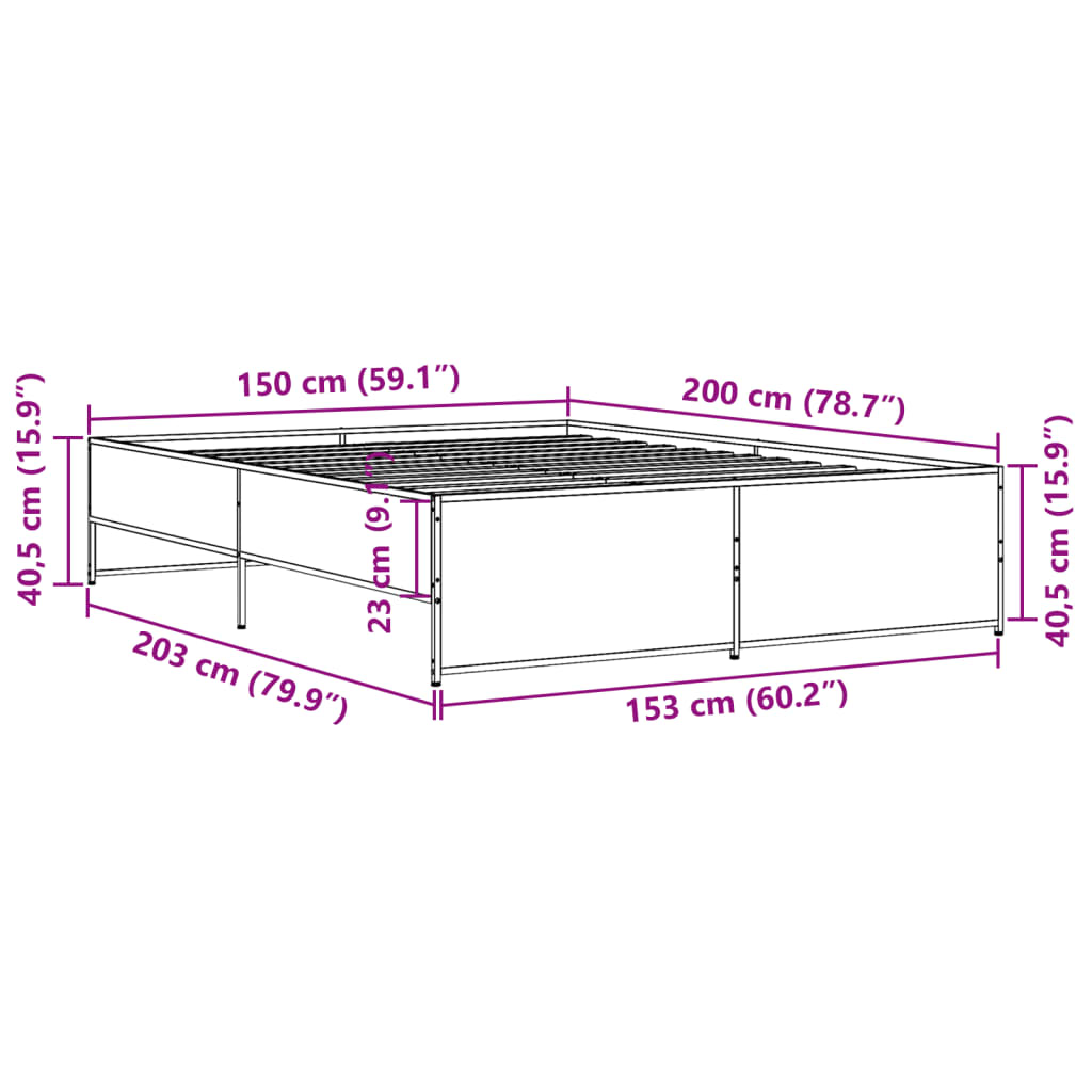 Cadre de lit sans matelas chêne marron 150x200 cm - XIOS