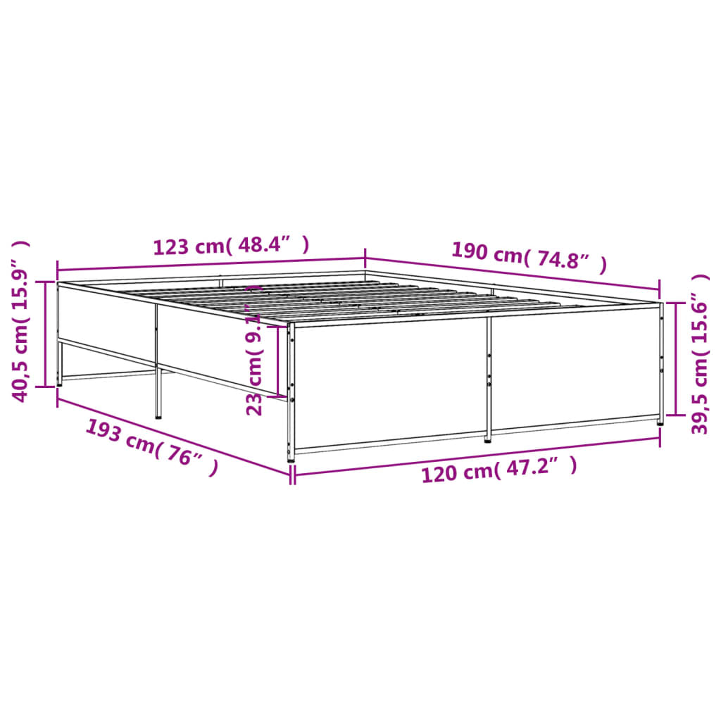 Cadre de lit sans matelas chêne fumé 120x190 cm - XIOS
