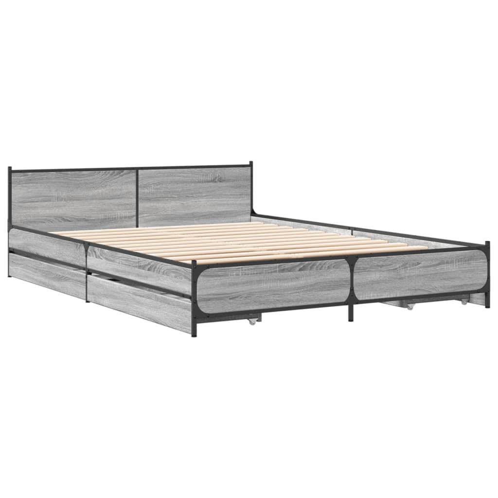 Cadre de lit avec tiroirs sans matelas sonoma gris 140x200 cm - XIOS