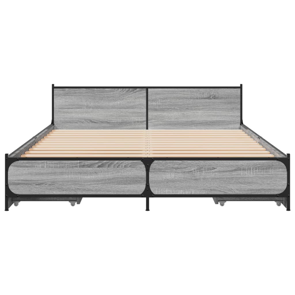Cadre de lit avec tiroirs sans matelas sonoma gris 140x200 cm - XIOS