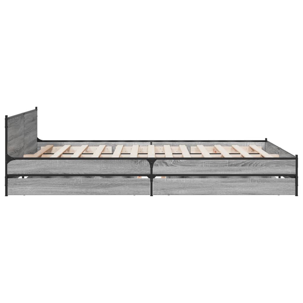 Cadre de lit avec tiroirs sans matelas sonoma gris 140x200 cm - XIOS