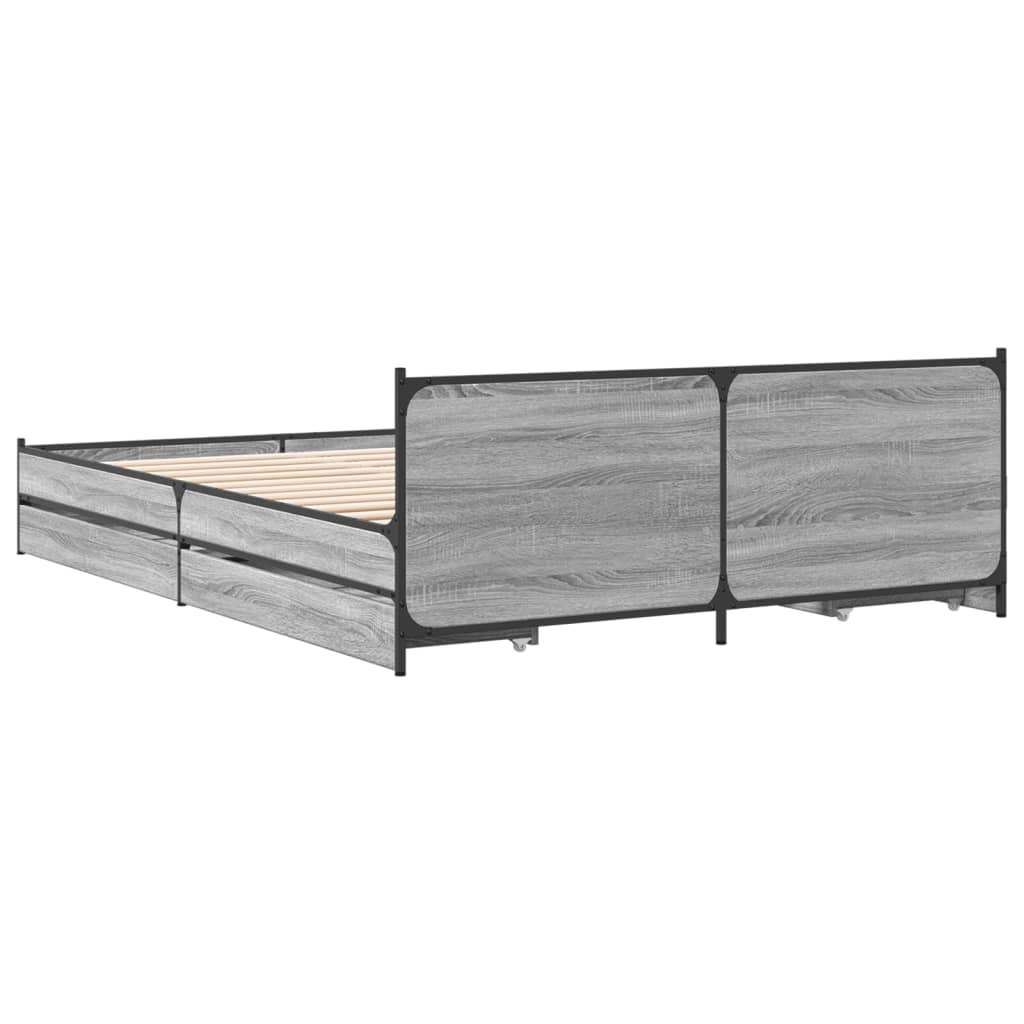 Cadre de lit avec tiroirs sans matelas sonoma gris 140x200 cm - XIOS