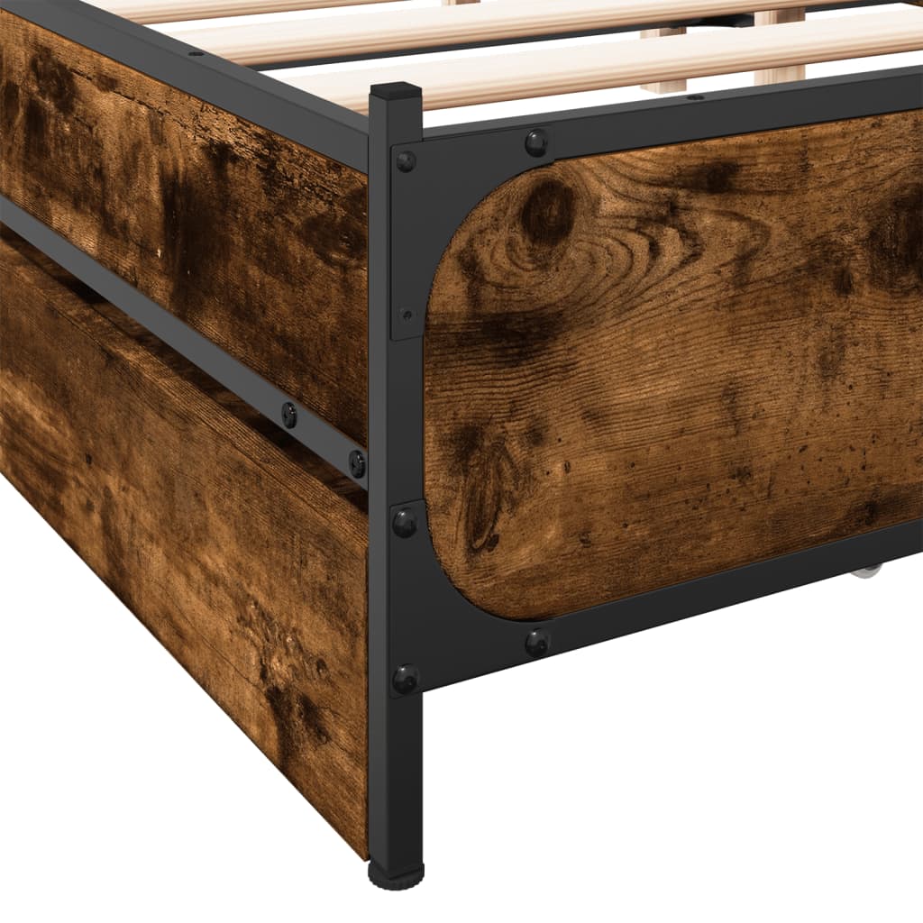 Cadre de lit avec tiroirs sans matelas chêne fumé 135x190 cm - XIOS