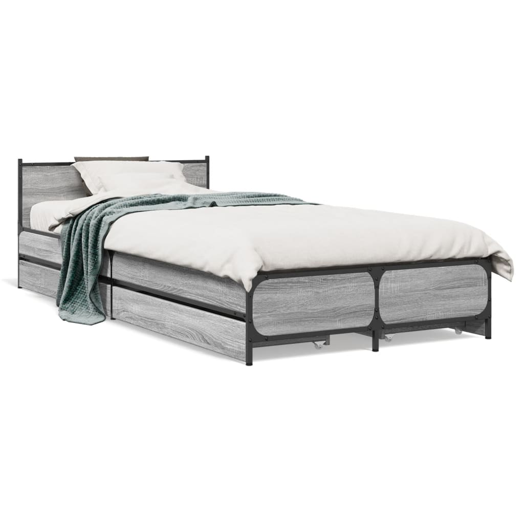 Cadre de lit avec tiroirs sans matelas sonoma gris 100x200 cm - XIOS