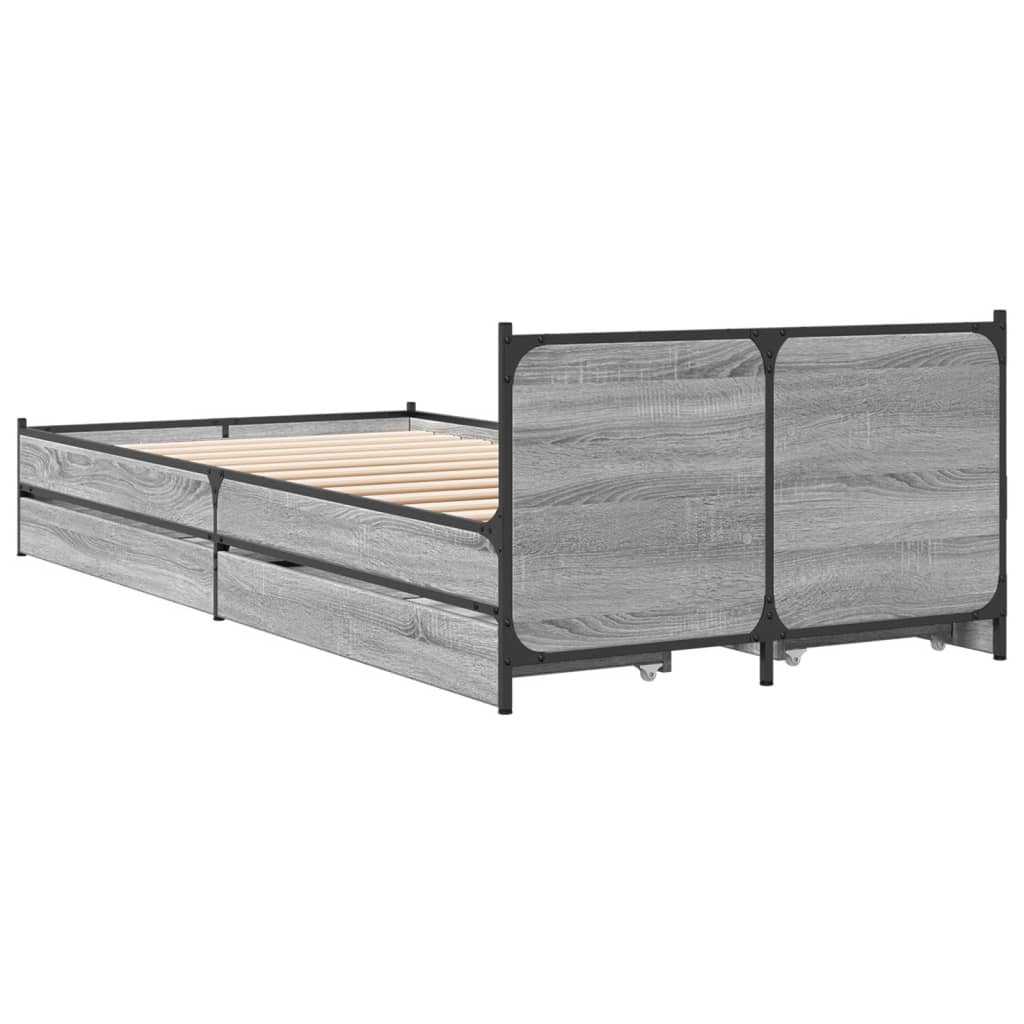 Cadre de lit avec tiroirs sans matelas sonoma gris 100x200 cm - XIOS