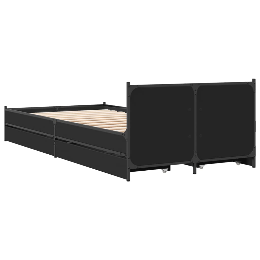 Cadre de lit avec tiroirs sans matelas noir 90x200 cm - XIOS