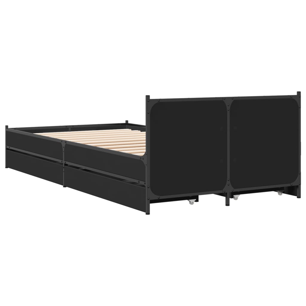 Cadre de lit avec tiroirs sans matelas noir 75x190 cm - XIOS