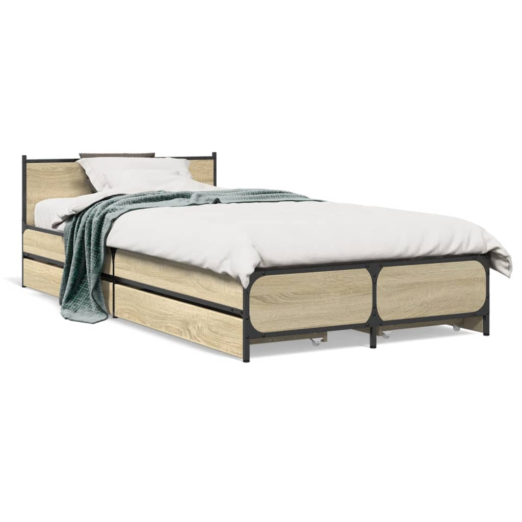 Cadre de lit avec tiroirs sans matelas chêne sonoma 75x190 cm - XIOS