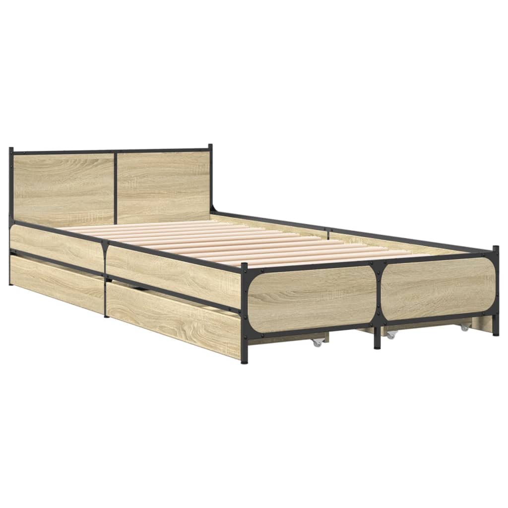 Cadre de lit avec tiroirs sans matelas chêne sonoma 75x190 cm - XIOS