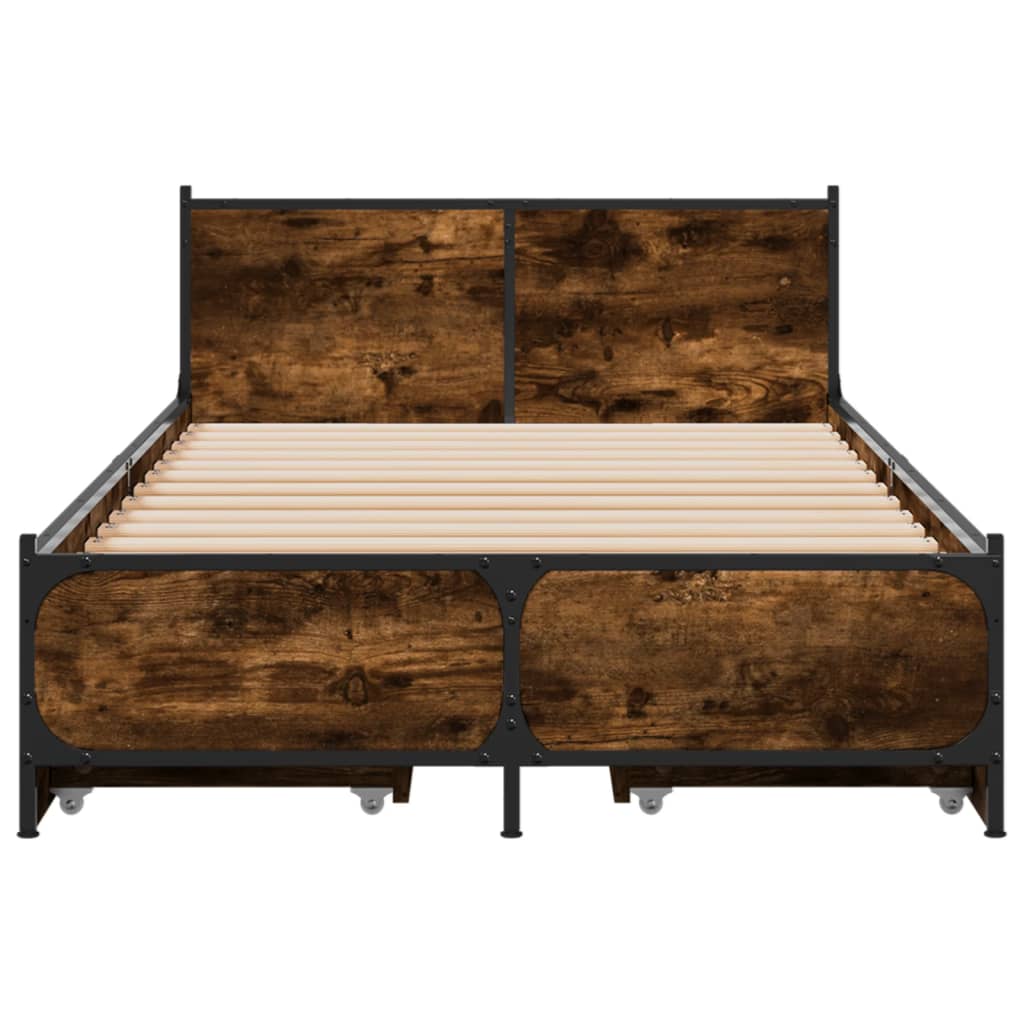Cadre de lit avec tiroirs sans matelas chêne fumé 75x190 cm - XIOS