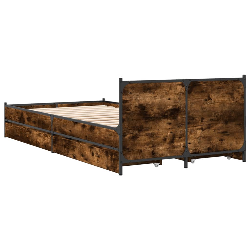 Cadre de lit avec tiroirs sans matelas chêne fumé 75x190 cm - XIOS