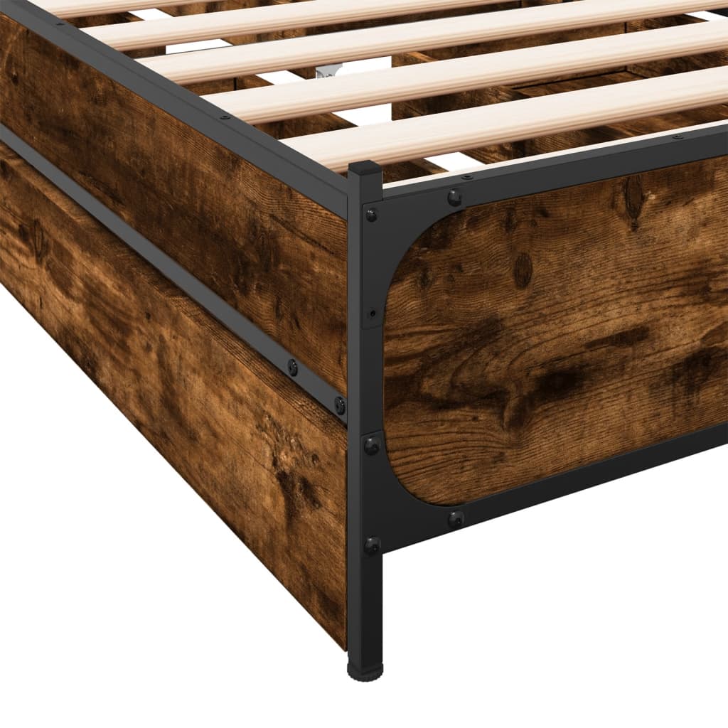Cadre de lit avec tiroirs sans matelas chêne fumé 75x190 cm - XIOS
