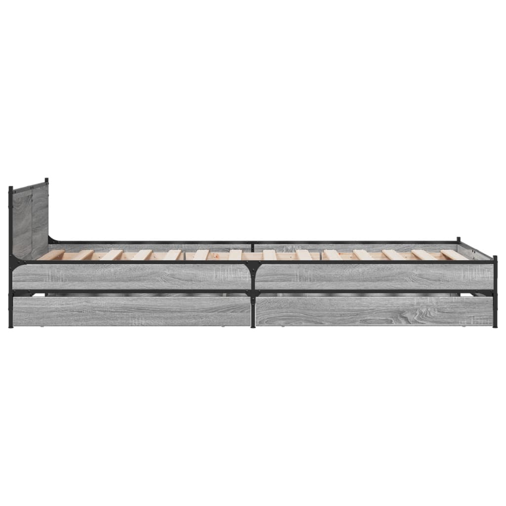 Cadre de lit avec tiroirs sans matelas sonoma gris 75x190 cm - XIOS