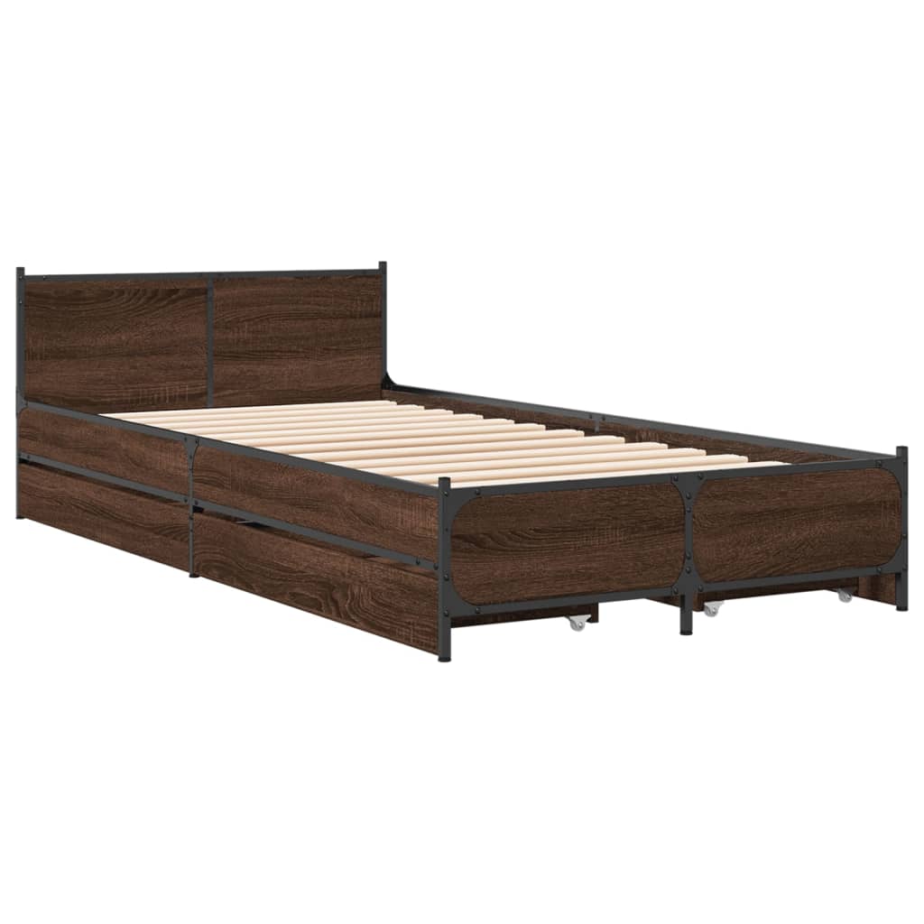Cadre de lit avec tiroirs sans matelas chêne marron 75x190 cm - XIOS