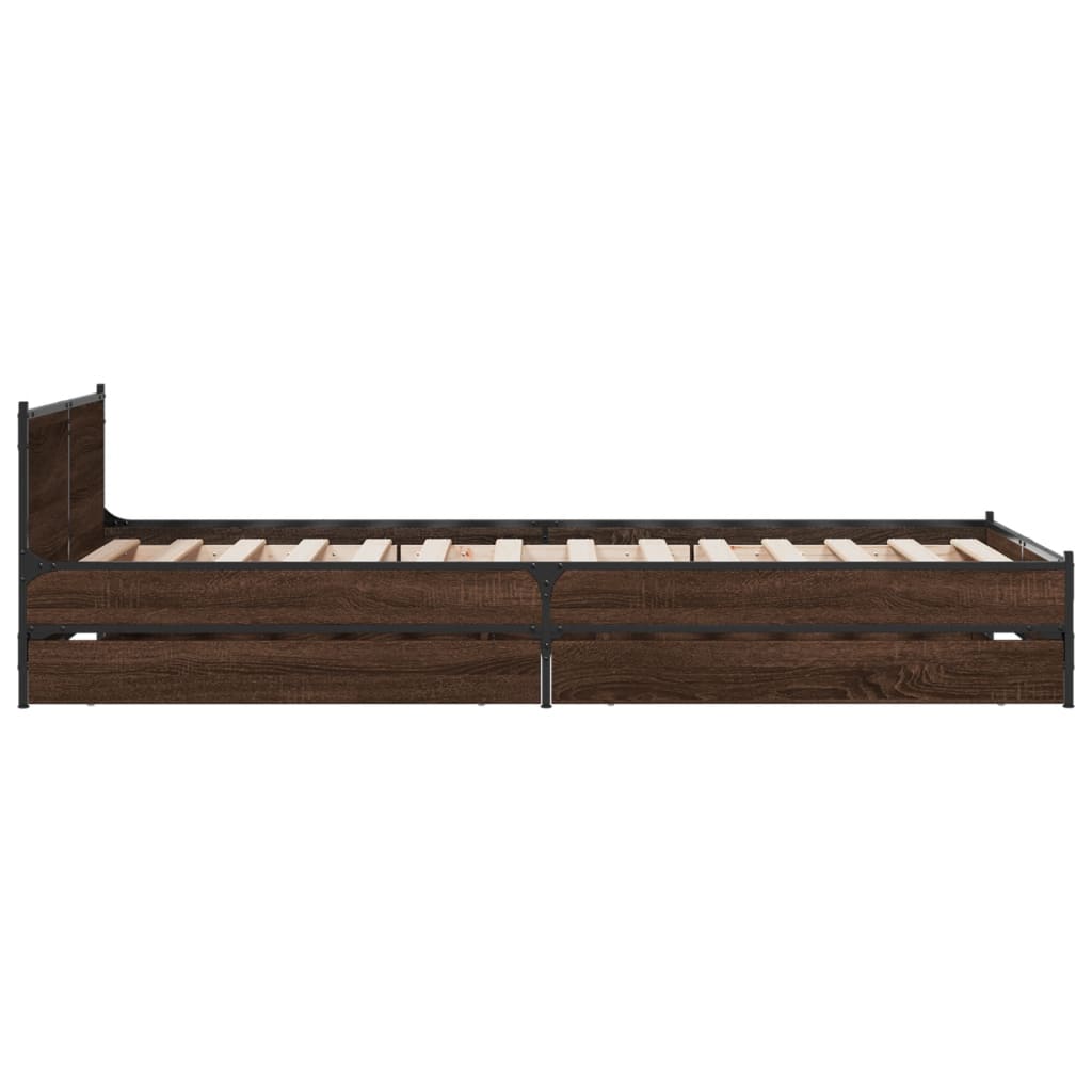 Cadre de lit avec tiroirs sans matelas chêne marron 75x190 cm - XIOS