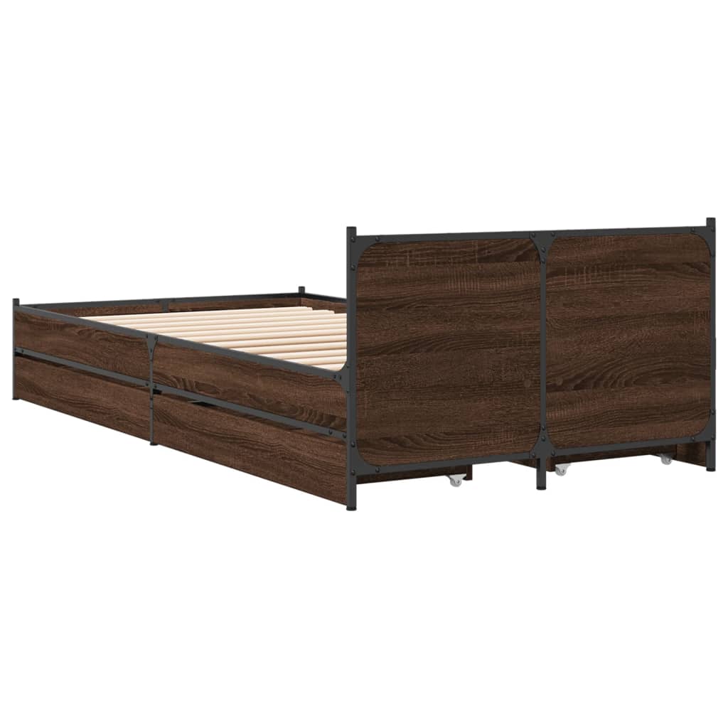 Cadre de lit avec tiroirs sans matelas chêne marron 75x190 cm - XIOS