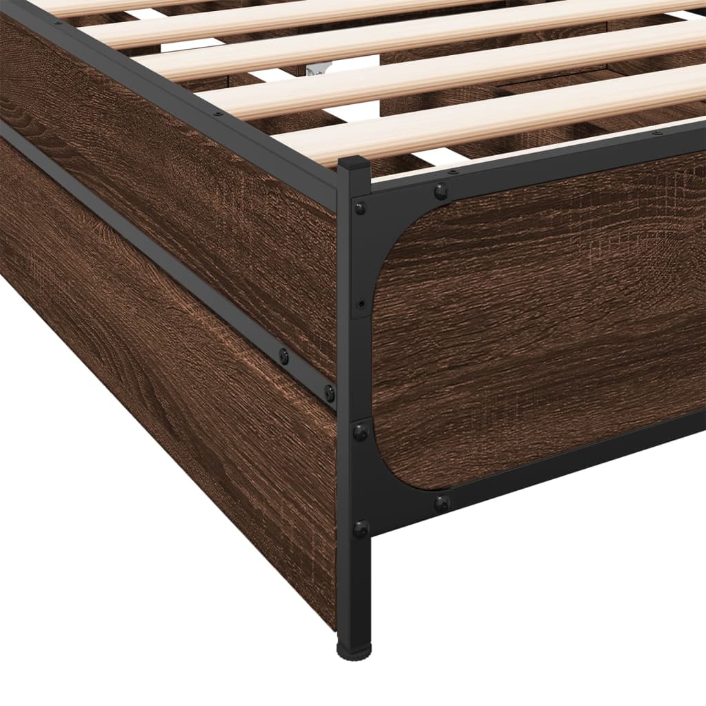 Cadre de lit avec tiroirs sans matelas chêne marron 75x190 cm - XIOS