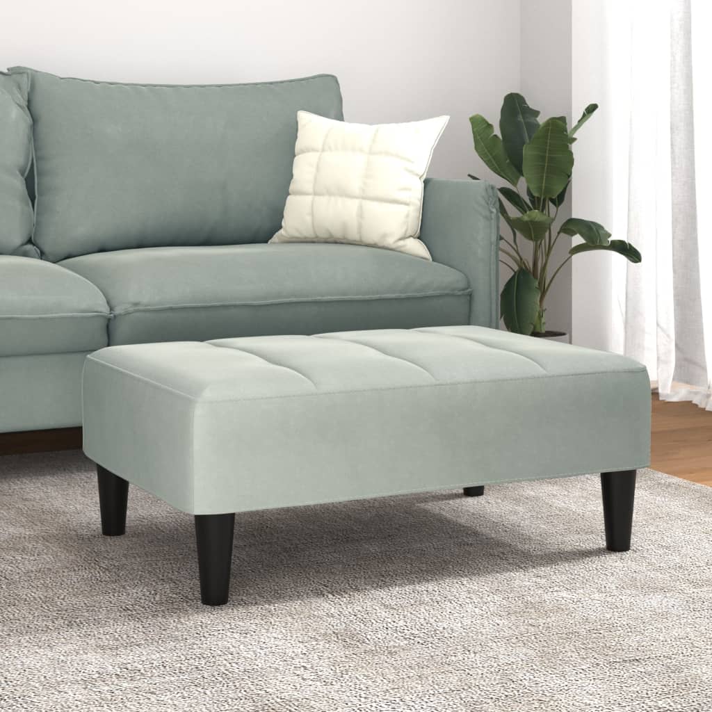Repose-pied gris clair 77x55x31 cm velours - XIOS