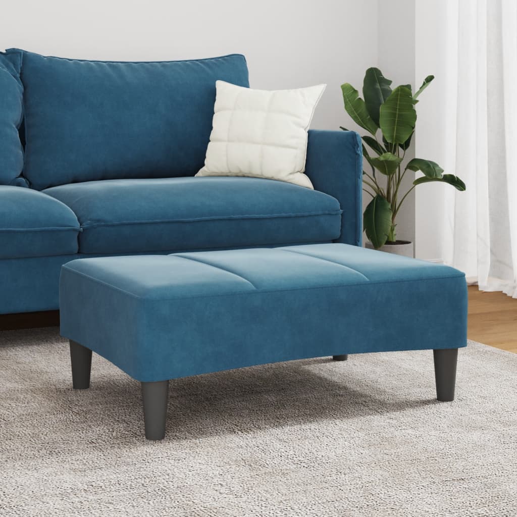 Repose-pied bleu 77x55x31 cm velours