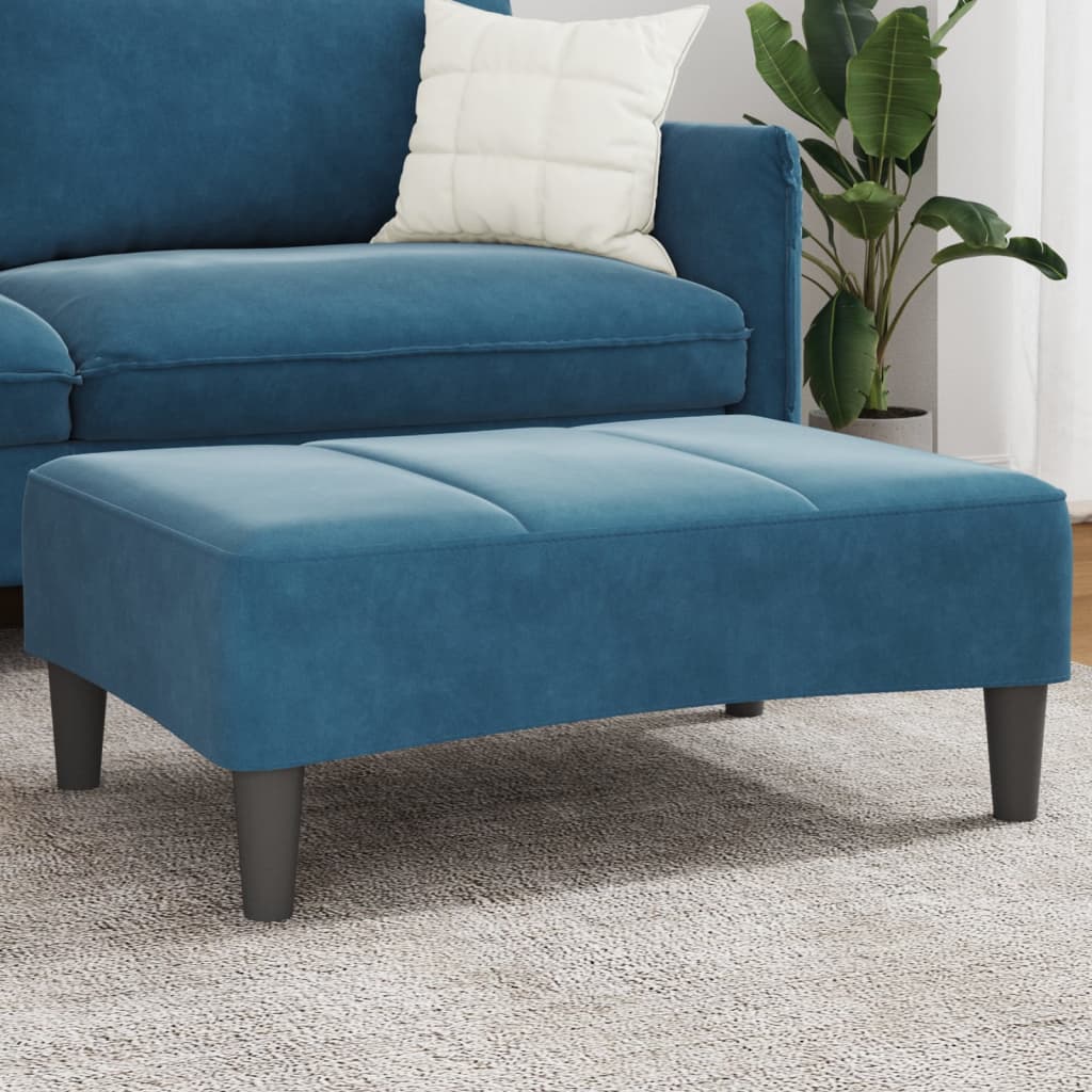 Repose-pied bleu 77x55x31 cm velours