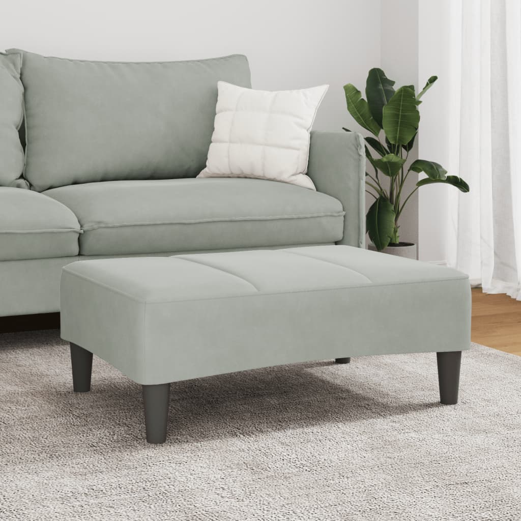 Repose-pied gris clair 77x55x31 cm velours - XIOS