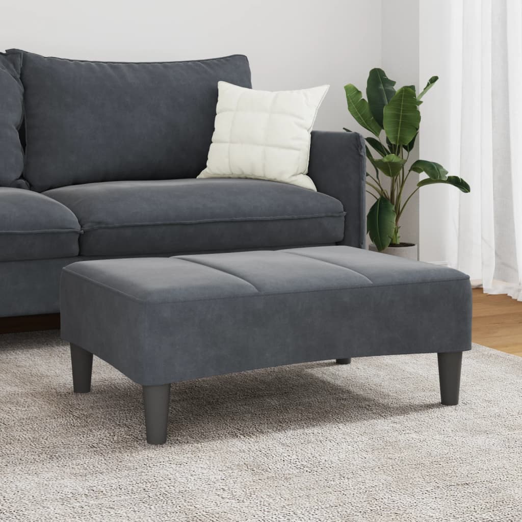 Repose-pied gris foncé 77x55x31 cm velours XIOS