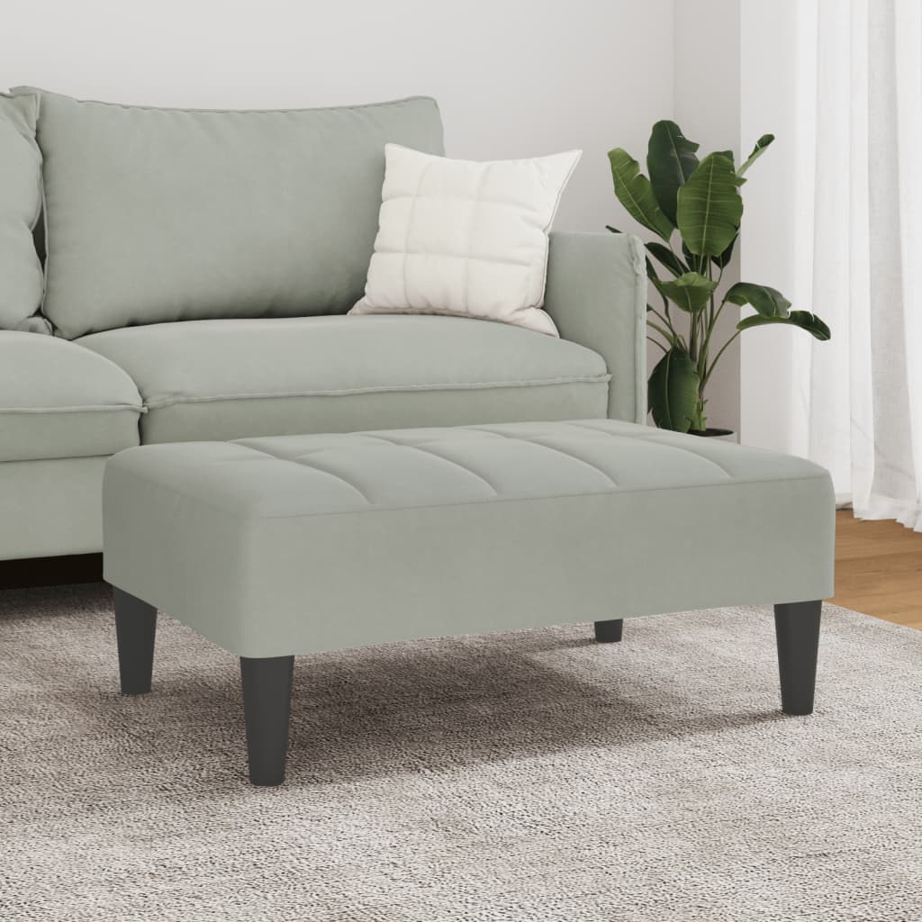 Repose-pied gris clair 77x55x31 cm velours XIOS