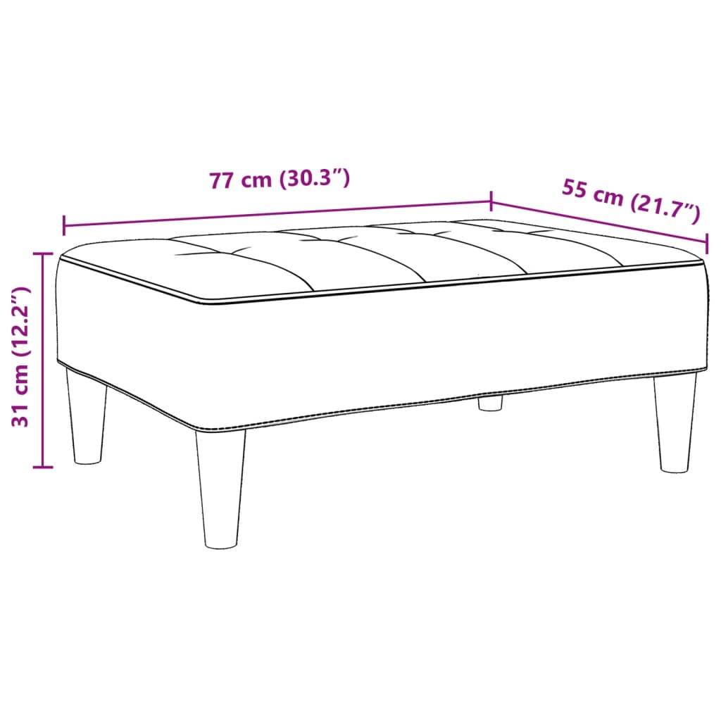 Repose-pied gris foncé 77x55x31 cm velours - XIOS
