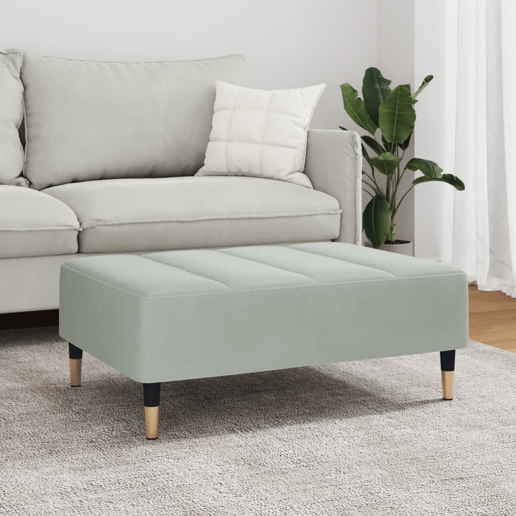 Repose-pied gris clair 77x55x31 cm velours XIOS