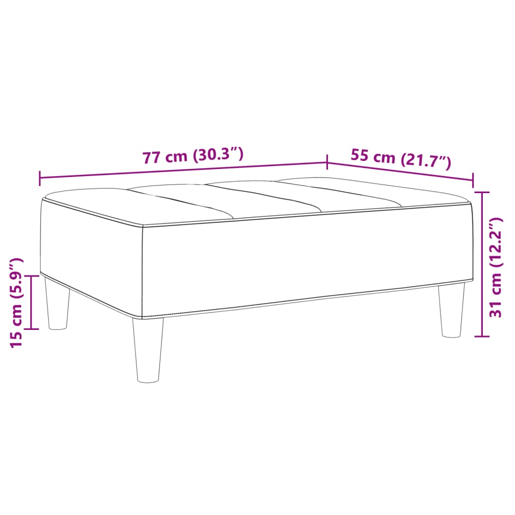 Repose-pied gris clair 77x55x31 cm velours XIOS