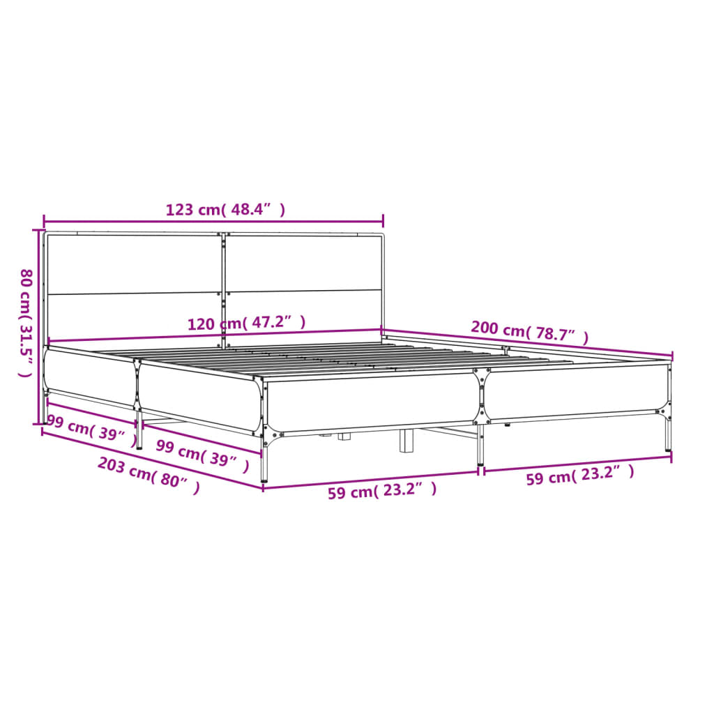 Cadre de lit sans matelas chêne marron 120x200 cm - XIOS