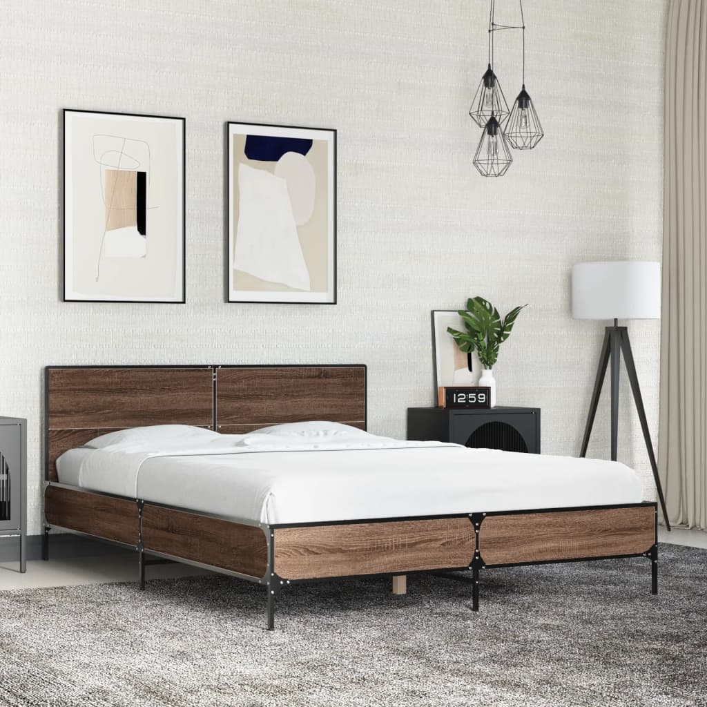 Cadre de lit sans matelas chêne marron 140x200 cm - XIOS