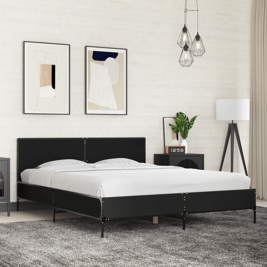 Cadre de lit sans matelas noir 150x200 cm - XIOS