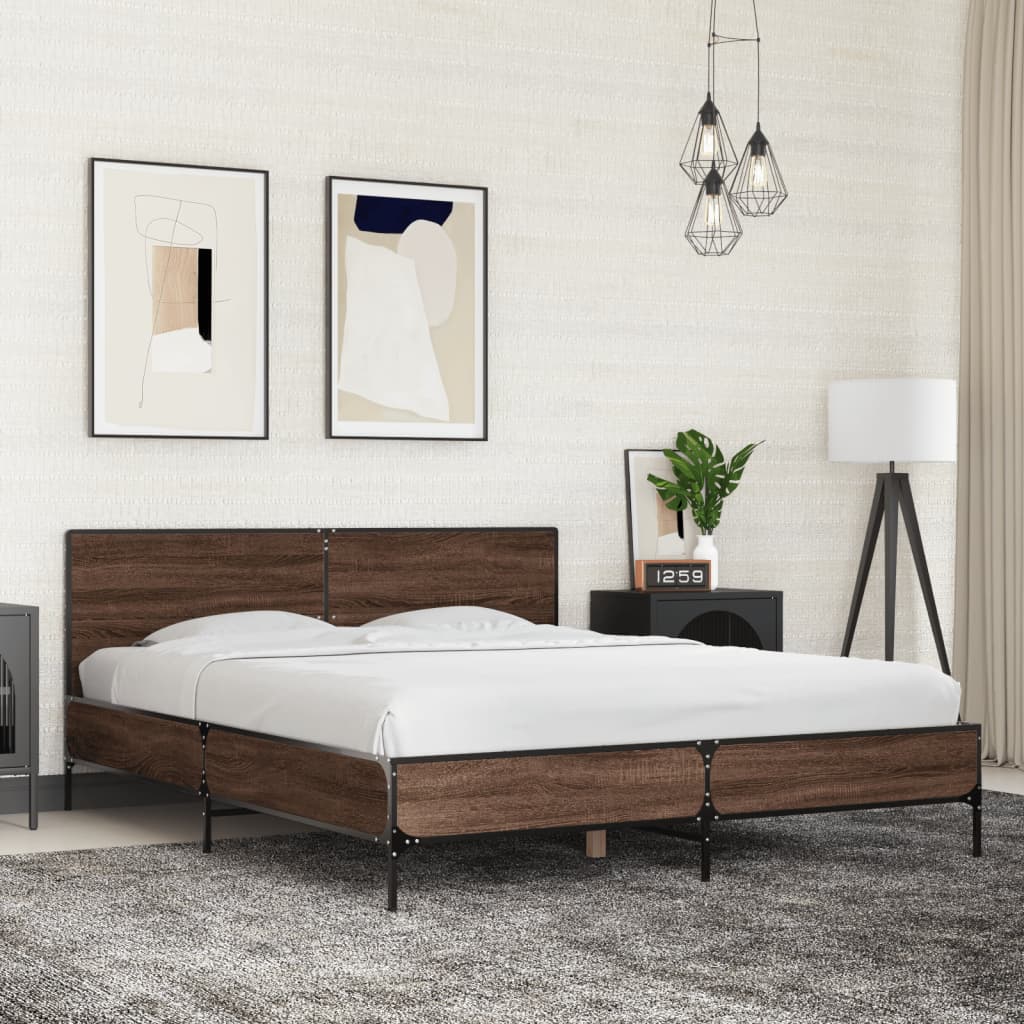Cadre de lit sans matelas chêne marron 150x200 cm - XIOS