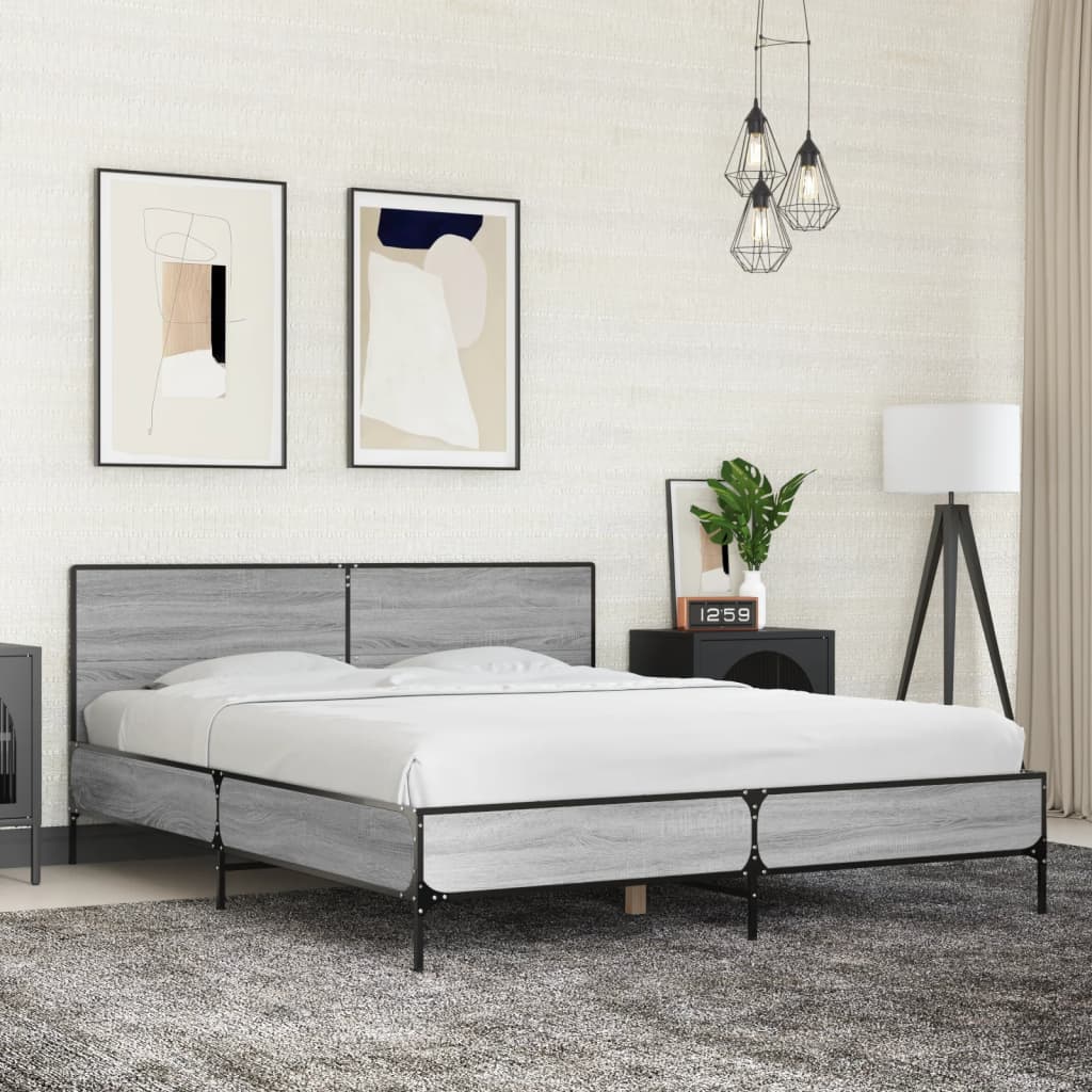 Cadre de lit sans matelas sonoma gris 160x200 cm - XIOS