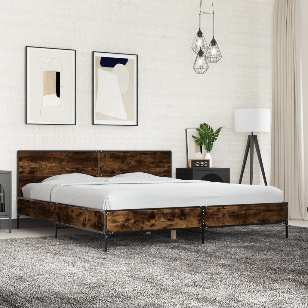 Cadre de lit sans matelas chêne fumé 200x200 cm - XIOS