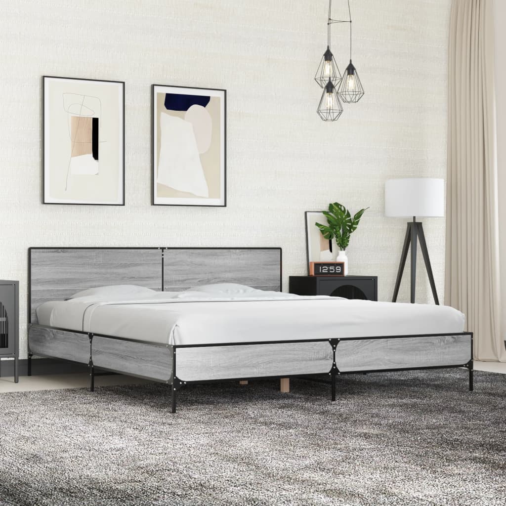 Cadre de lit sans matelas sonoma gris 200x200 cm - XIOS