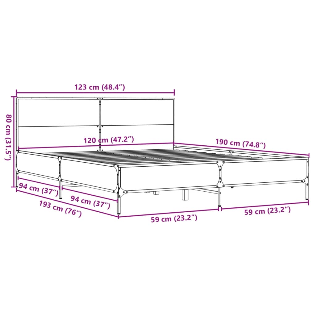 Cadre de lit sans matelas chêne fumé 120x190 cm - XIOS